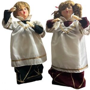 Vintage Animated Christmas Angel Set – Boy & Girl – Moving Figurines (No Music)